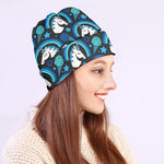 Blue Rainbow Unicorn Pattern Print Beanie