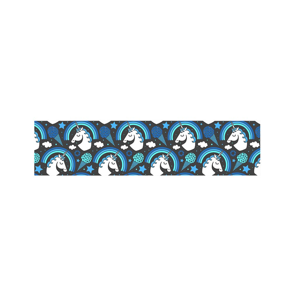 Blue Rainbow Unicorn Pattern Print Bed Runner
