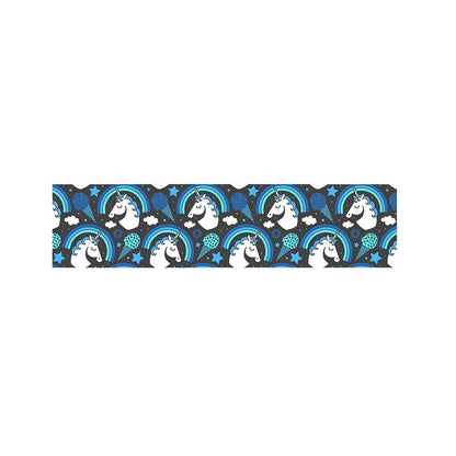 Blue Rainbow Unicorn Pattern Print Bed Runner
