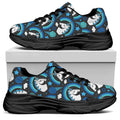 Blue Rainbow Unicorn Pattern Print Black Chunky Shoes