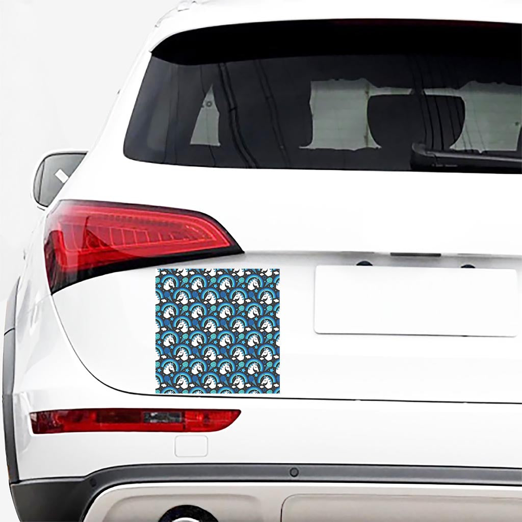 Blue Rainbow Unicorn Pattern Print Car Sticker