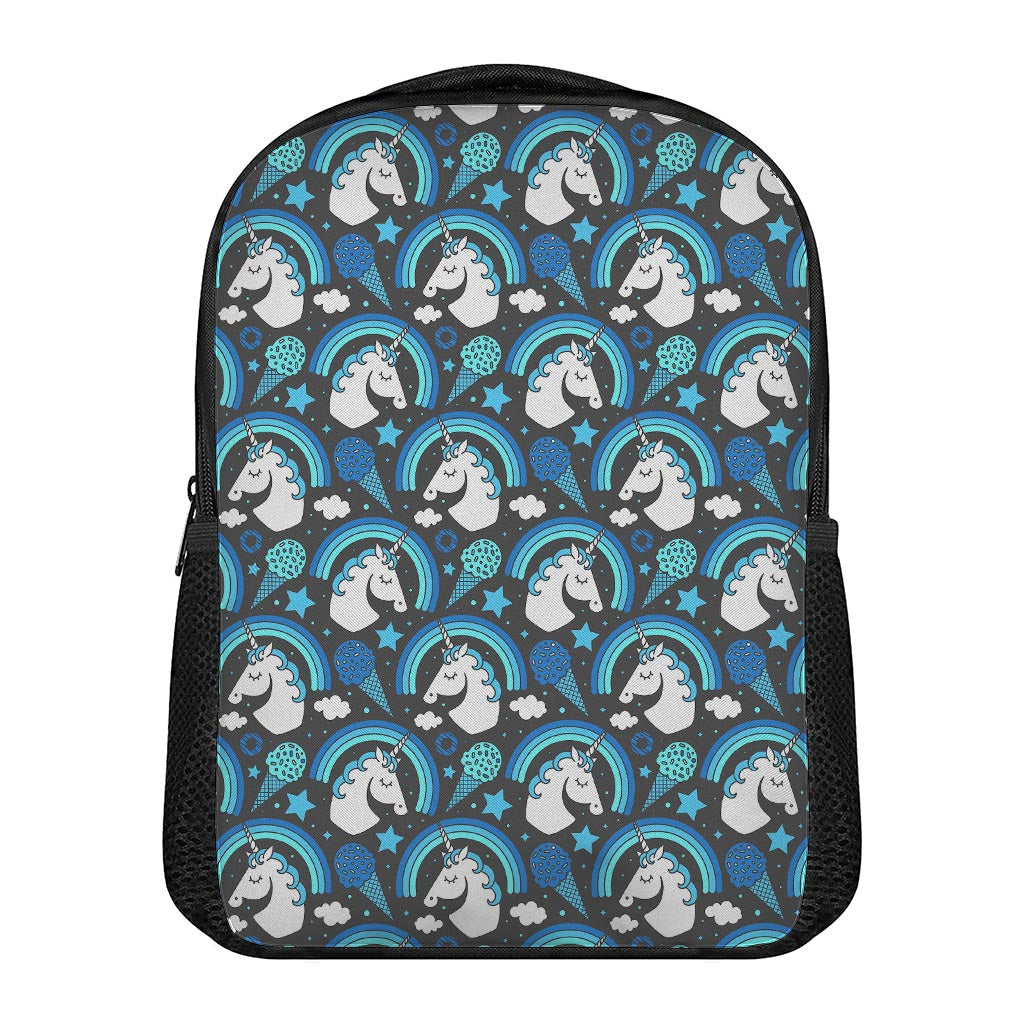 Blue Rainbow Unicorn Pattern Print Casual Backpack