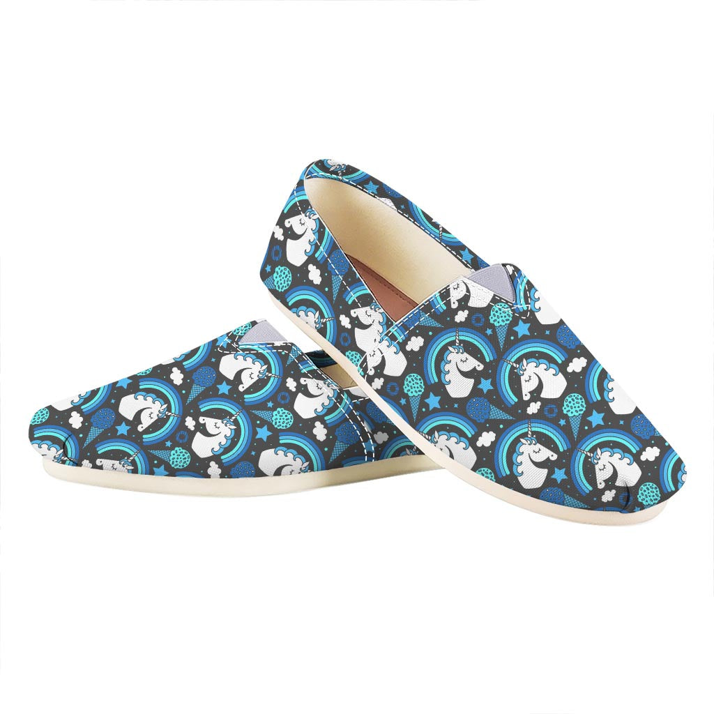 Blue Rainbow Unicorn Pattern Print Casual Shoes
