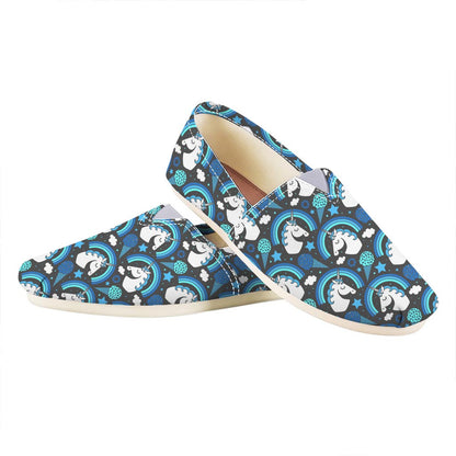 Blue Rainbow Unicorn Pattern Print Casual Shoes