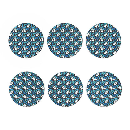 Blue Rainbow Unicorn Pattern Print Coaster Set