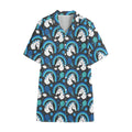 Blue Rainbow Unicorn Pattern Print Cotton Hawaiian Shirt