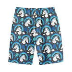Blue Rainbow Unicorn Pattern Print Cotton Shorts