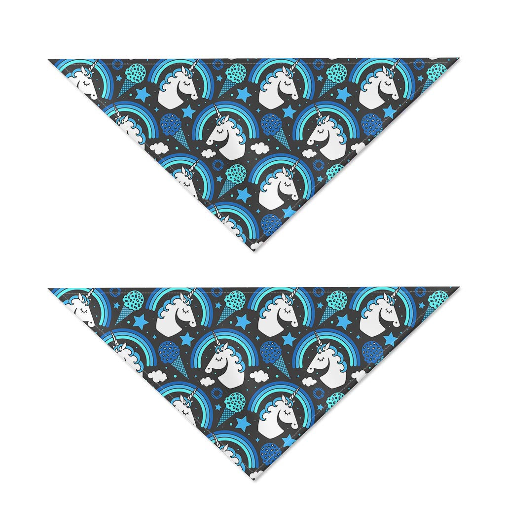Blue Rainbow Unicorn Pattern Print Dog Bandana