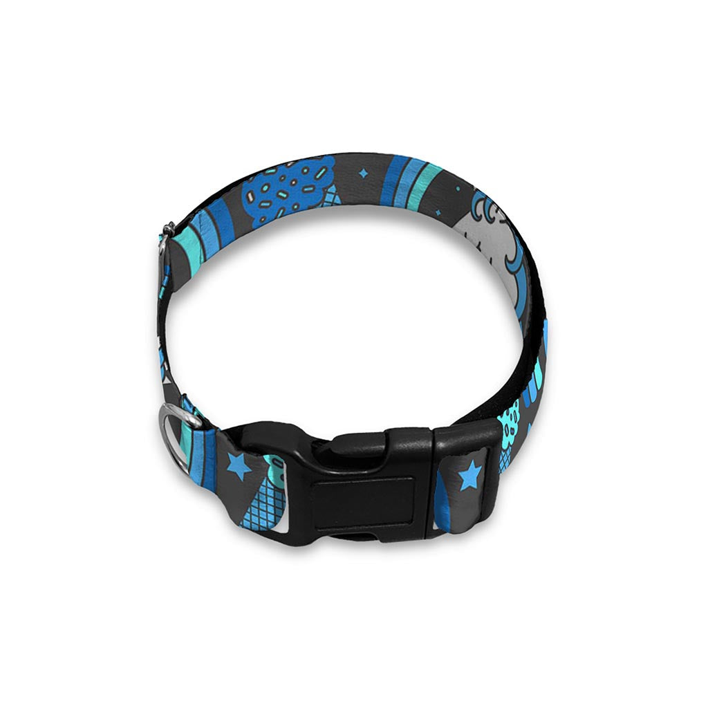 Blue Rainbow Unicorn Pattern Print Dog Collar
