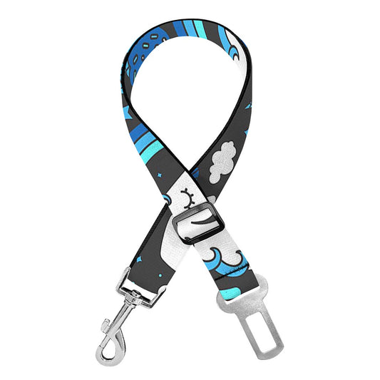 Blue Rainbow Unicorn Pattern Print Dog Seat Belt