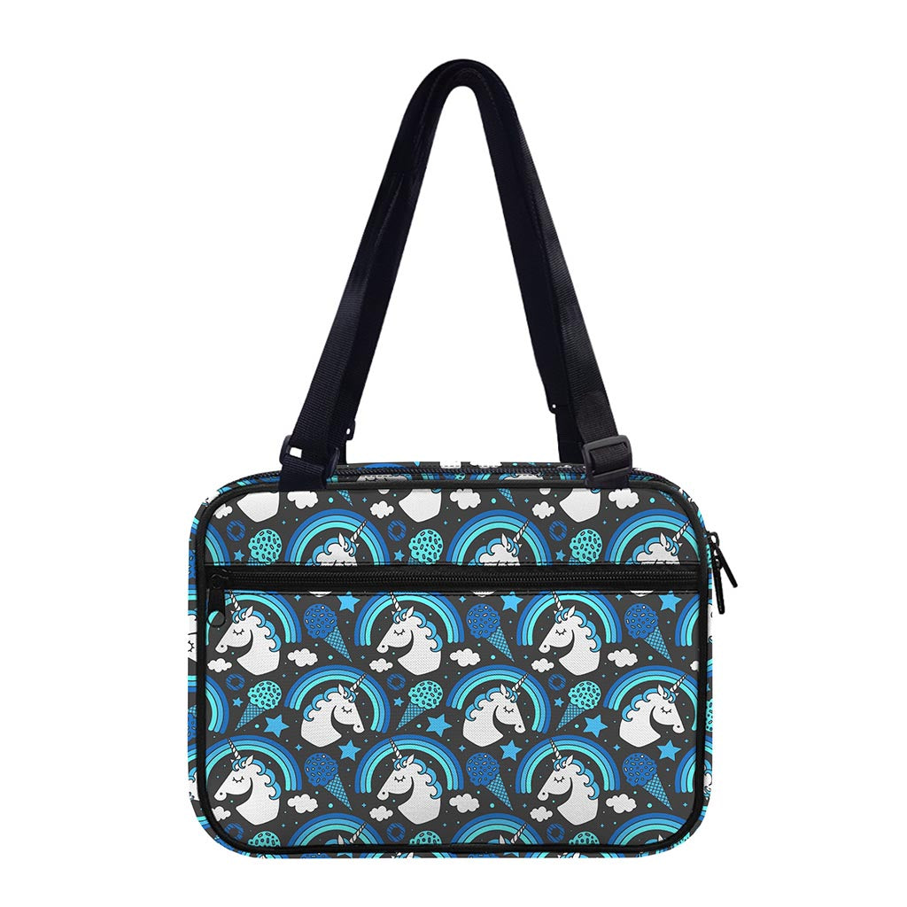 Blue Rainbow Unicorn Pattern Print Double Strap Bible Bag