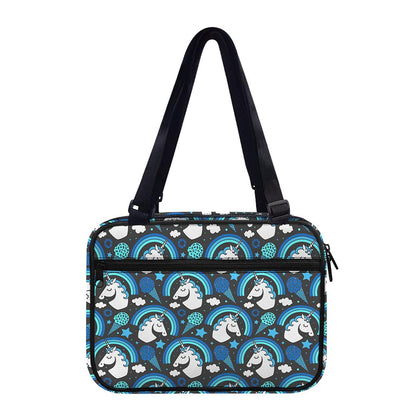Blue Rainbow Unicorn Pattern Print Double Strap Bible Bag