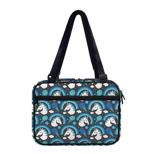 Blue Rainbow Unicorn Pattern Print Double Strap Bible Bag