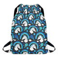 Blue Rainbow Unicorn Pattern Print Drawstring Backpack