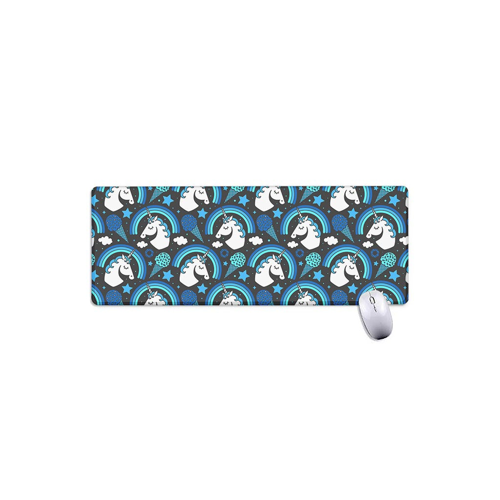 Blue Rainbow Unicorn Pattern Print Extended Mouse Pad