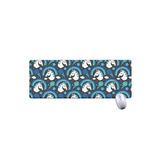 Blue Rainbow Unicorn Pattern Print Extended Mouse Pad