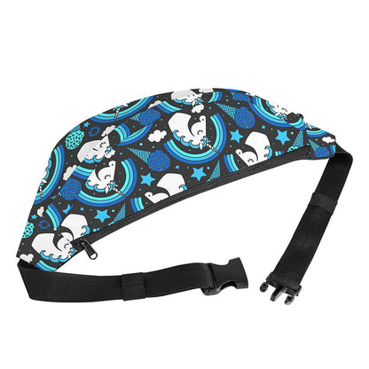 Blue Rainbow Unicorn Pattern Print Fanny Pack
