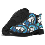 Blue Rainbow Unicorn Pattern Print Flat Ankle Boots