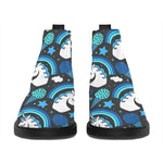 Blue Rainbow Unicorn Pattern Print Flat Ankle Boots