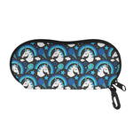 Blue Rainbow Unicorn Pattern Print Glasses Case