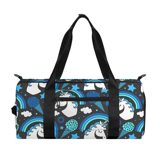 Blue Rainbow Unicorn Pattern Print Gym Bag