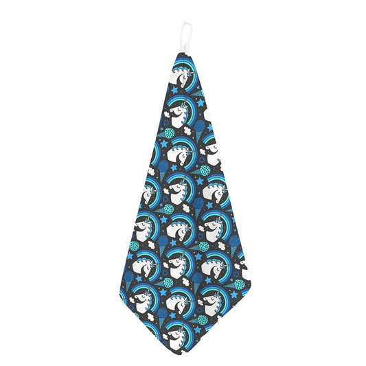 Blue Rainbow Unicorn Pattern Print Hand Towel