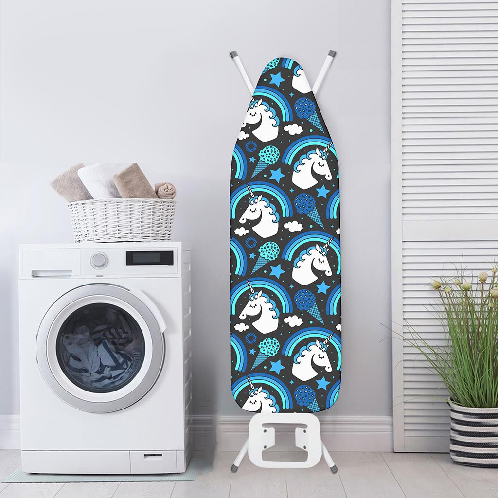 Blue Rainbow Unicorn Pattern Print Ironing Board Cover