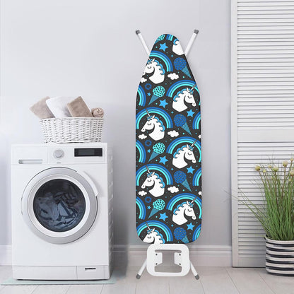 Blue Rainbow Unicorn Pattern Print Ironing Board Cover