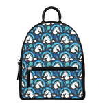 Blue Rainbow Unicorn Pattern Print Leather Backpack