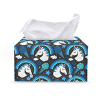 Blue Rainbow Unicorn Pattern Print Leather Tissue Box Cover