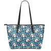 Blue Rainbow Unicorn Pattern Print Leather Tote Bag