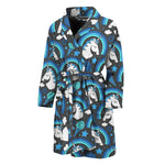 Blue Rainbow Unicorn Pattern Print Men's Bathrobe