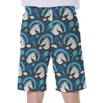 Blue Rainbow Unicorn Pattern Print Men's Beach Shorts