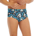 Blue Rainbow Unicorn Pattern Print Men's Briefs