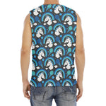 Blue Rainbow Unicorn Pattern Print Men's Fitness Tank Top