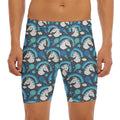 Blue Rainbow Unicorn Pattern Print Men's Long Boxer Briefs