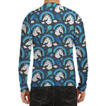 Blue Rainbow Unicorn Pattern Print Men's Long Sleeve Rash Guard