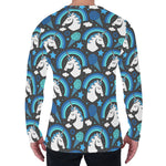 Blue Rainbow Unicorn Pattern Print Men's Long Sleeve T-Shirt