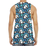 Blue Rainbow Unicorn Pattern Print Men's Muscle Tank Top