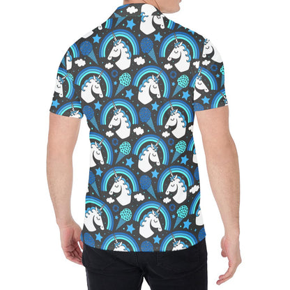 Blue Rainbow Unicorn Pattern Print Men's Shirt