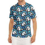 Blue Rainbow Unicorn Pattern Print Men's Short Sleeve Rash Guard