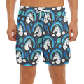 Blue Rainbow Unicorn Pattern Print Men's Split Running Shorts
