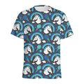 Blue Rainbow Unicorn Pattern Print Men's Athletic T-Shirt