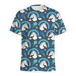 Blue Rainbow Unicorn Pattern Print Men's Sports T-Shirt
