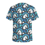 Blue Rainbow Unicorn Pattern Print Men's Sports T-Shirt