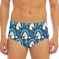 Blue Rainbow Unicorn Pattern Print Men's Triangle Swim Briefs