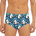 Blue Rainbow Unicorn Pattern Print Men's Triangle Swim Briefs