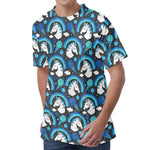 Blue Rainbow Unicorn Pattern Print Men's Velvet T-Shirt