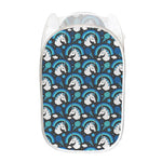Blue Rainbow Unicorn Pattern Print Mesh Laundry Hamper