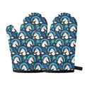 Blue Rainbow Unicorn Pattern Print Oven Mitts